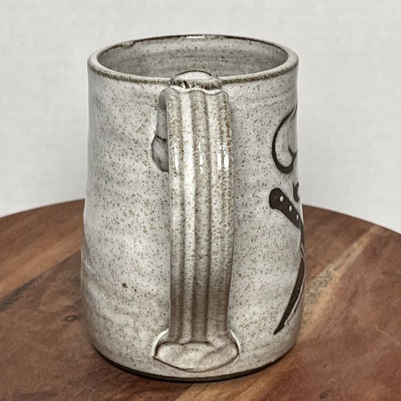 Kerri Henry Studio Art Pottery Chef Coffee Mug Crossed Knives Chef’s Hat Signed - Picture 5 of 7